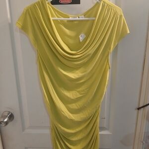 Cato Draped Midi Dress in Lime